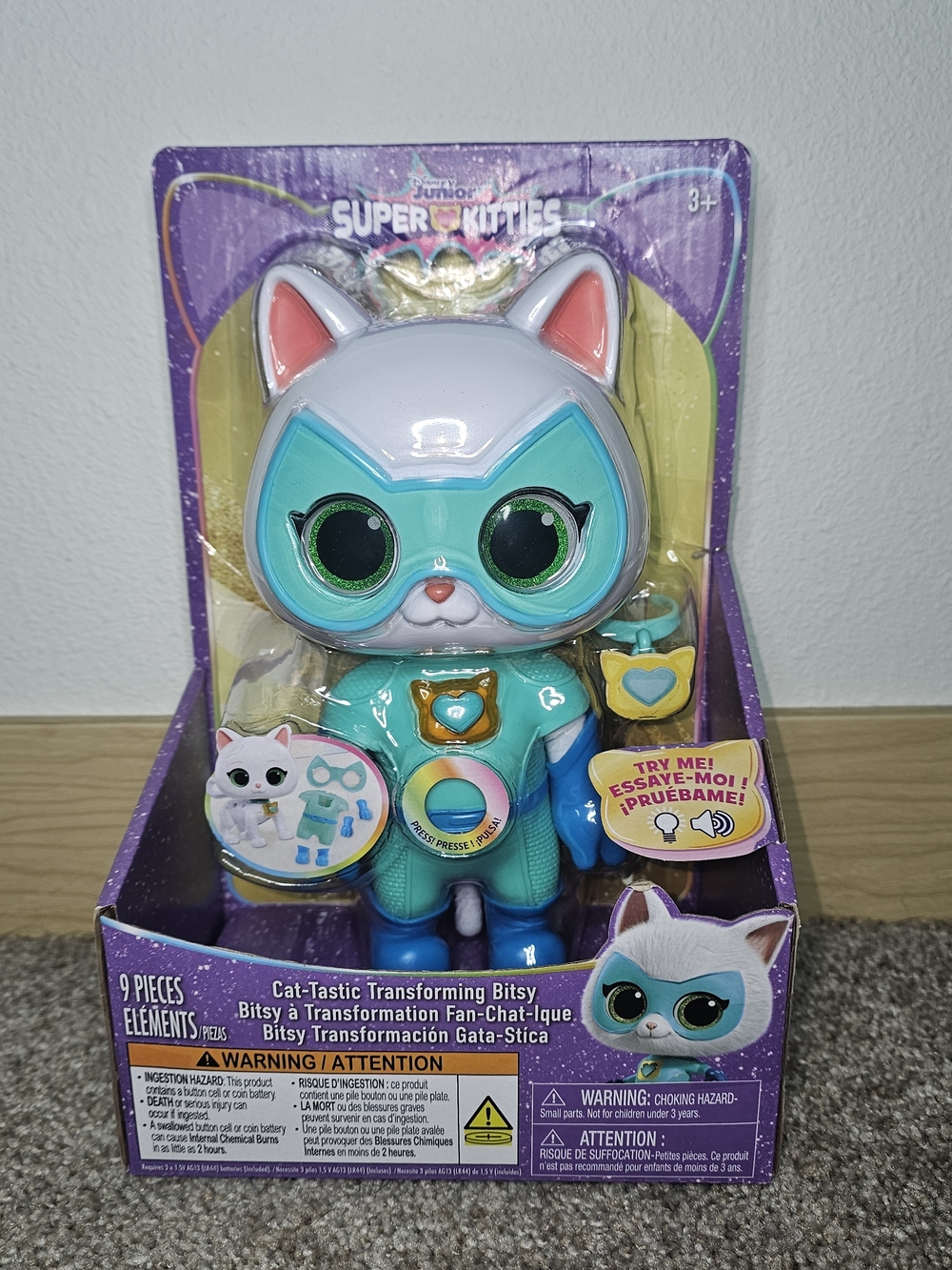 Disney Super Kitties Turquoise & White Transforming Bitsy Cat Toy